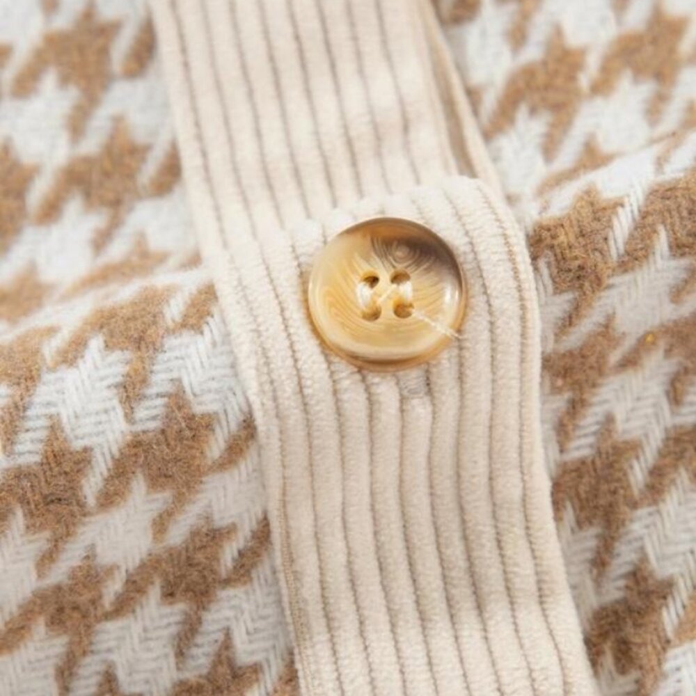 Parchment Houndstooth Corduroy Patchwork Flap Poc… - image 7